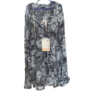 NWT Da-Nang 100% Silk Button Up Sheer Top XS